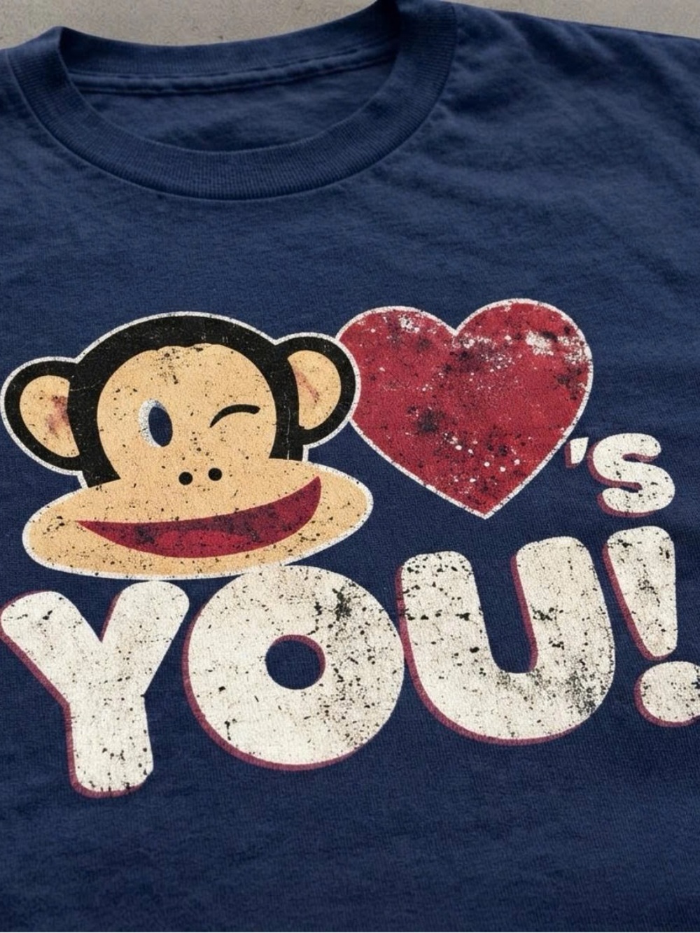 Gildan Winking Monkey Graphic Tee - Navy with Red & Cream Accents